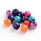 Dyed Natural Wood Beads, Round, Lead Free, Mixed Color, 6x4~5mm, Hole: 2mm, about 13600pcs/1000g