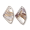 Transparent Glass Pendants, Faceted Wing Charms, Rosy Brown, 32.5x19x6.5mm, Hole: 1.6mm