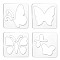 Acrylic Earring Handwork Template, Card Leather Cutting Stencils, Square, Clear, Butterfly Pattern, 152x152x4mm, 4 styles, 1pc/style, 4pcs/set