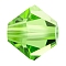 Preciosa&reg Crystal Beads, Czech Crystal, Bicone(451 69 302 Rondelle), 50520 Peridot, 4mm, Hole: 0.8mm