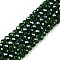 Electroplate Glass Beads Strands, Pearl Luster Plated, Faceted, Rondelle, Dark Green, 4x3mm, Hole: 0.4mm, about 113~115pcs/strand, 41~41.5cm