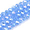 Electroplate Glass Beads Strands, Imitation Jade Beads, AB Color Plated, Faceted, Rondelle, Royal Blue, 10x8mm, Hole: 1mm, about 63~65pcs/strand, 19.2~20 inch(48~50cm)