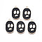 Alloy Enamel Pendants, Cadmium Free & Nickel Free & Lead Free, Light Gold, for Halloween, Skull, Black, 25x15x1.5mm, Hole: 1.8mm