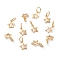 Brass Charms, with Jump Rings, Long-Lasting Plated, Star, Hollow, Real 18K Gold Plated, 8x6x0.8mm, Jump Ring: 5x1mm, Inner Diameter: 3mm 