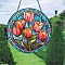 Acrylic Wall Decorations, Hanging Ornament, Flat Round, Flower, 150mm