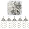 20Pcs Tibetan Style Alloy Chandelier Component Links, Fan with Flower, with 100Pcs Jump Rings, Antique Silver, Link: 20x18.5x1.5mm, Hole: 1.2mm, Jump Ring: 4x0.8mm