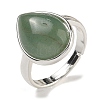 Natural Green Aventurine Teardrop Adjustable Rings RJEW-K371-08S-23-2