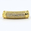 CZ Jewelry Brass Micro Pave Cubic Zirconia Hollow Curved Tube Beads ZIRC-M024-11-2