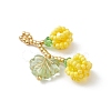 Glass Seed Beaded Berries & Leaf Pendants PALLOY-MZ01114-05-3