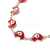 Moon with Evil Eye Enamel Link Chain Necklace NJEW-G117-02G-3