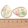 Brass & Transparent Epoxy Resin & Dried Flower Pendants RESI-G133-02G-06-3