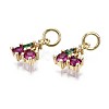 Brass Micro Pave Green & Purple Cubic Zirconia Charms ZIRC-S067-006-NR-3