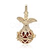 Golden Plated Brass Hollow Round Cage Pendants KK-J251-11G-2