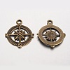Compass Tibetan Style Alloy Pendants X-PALLOY-K110-25AB-NR-2