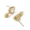 Oval Brass Micro Pave Clear Cubic Zirconia Stud Earring Findings KK-C107-07G-2