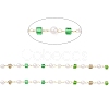 Faceted Cube Glass & ABS Plastic Imitation Pearl Beaded Chains CHS-G026-02KCG-01-1-2