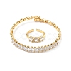 Oval Brass Micro Pave Cubic Zirconia Cuff Bangles & Rings Sets for Women SJEW-R002-06G-08-4