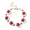 MIYUKI Glass Seed & Lampwork & Rhinestone Braided Star Link Chain Bracelets BJEW-MZ00038-02-1