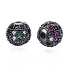 Rack Plating Brass Cubic Zirconia Beads ZIRC-S001-8mm-C04-1