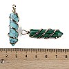 Natural & Synthetic Mixed Gemstone Double Terminal Pointed Copper Wire Wrapped Hexagon Prism Pendants G-C140-03-3