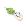 5Pcs 5 Styles Natural Cowrie Shell & Dyed Synthetic Turquoise Turtle Copper Wire Wrapped Pendants PALLOY-JF04034-01-4