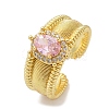 Brass Micro Pave Cubic Zirconia Open Cuff Rings for Women RJEW-U059-01G-01-4