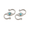 304 Stainless & Synthetic Turquoise S-Hook Clasps SA-CBA3073-02P-03-1