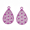 Spray Painted 430 Stainless Steel Filigree Pendants STAS-WH0047-78G-1