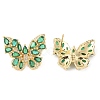 Rack Plating Brass with Cubic Zirconia Stud Earrings for Women EJEW-G394-06G-03-1