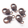 Tibetan Style Heart Lobster Claw Clasps K08Y0061-1