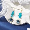 Evil Eye Synthetic Turquoise Chip & Seed Beads Dangle Earrings EJEW-MZ00166-05-2