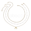304 Stainless Steel Pendant 316 Surgical Stainless Steel & Plastic Pearl Paperclip Chain 3 Layer Necklaces for Women NJEW-JN05471-02-4