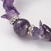 Chips Natural Amethyst Beaded Stretch Bracelets BJEW-JB02131-04-2
