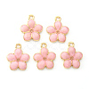 Light Gold Plated Alloy Enamel Pendants X-ENAM-R136-17C-2
