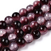 Crackle Baking Paint Imitation Jade Glass Beads Strands DGLA-T003-6mm-14-1