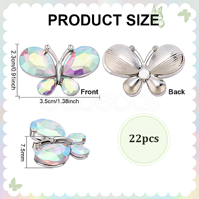 Platinum Tone Alloy Rhinestone Butterfly Cabochons DIY-FG0009-98A-1