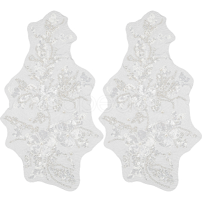 Flower Gauze & Sequin Embroidery Ornament Accessories DIY-WH0430-464B-1