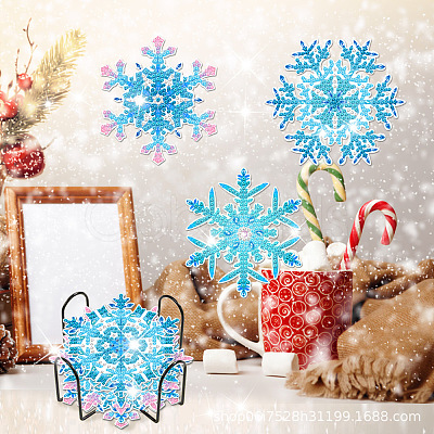 DIY Diamond Painting Christmas Snowflake Coaster Kits WG22379-01-1