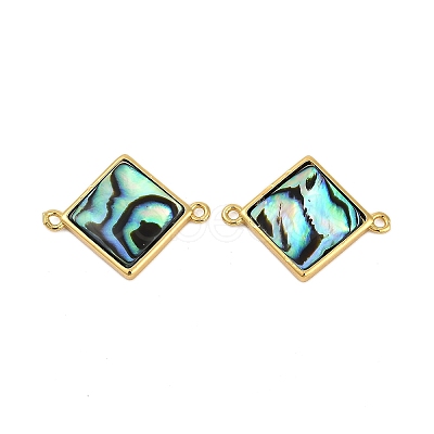 Brass Pave Natural Paua Shell Connector Charms KK-M299-01A-G-1