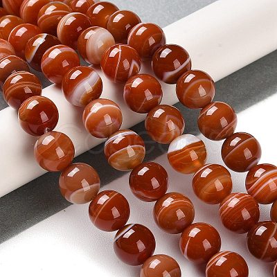 Natural Striped Agate/Banded Agate Beads Strands X-G-Z060-A01-C05-1