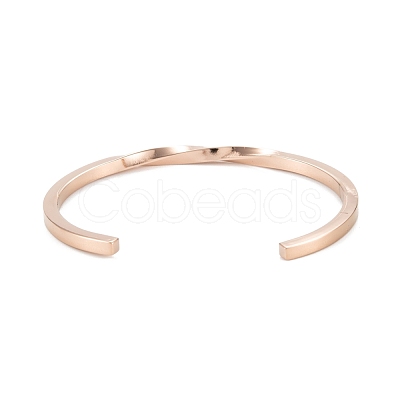 Ion Plating(IP) 304 Stainless Steel Cuff Bangles BJEW-K222-02RG-1