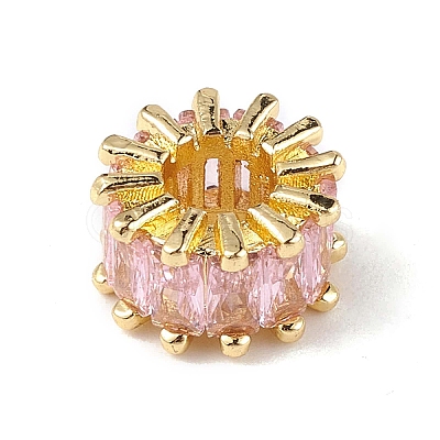 Rack Plating Brass Micro Pave Cubic Zirconia Beads KK-C019-01G-1