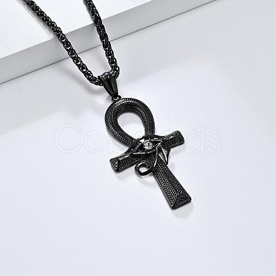 Eye of Horus Ankh Cross 304 Stainless Steel Pendant Wheat Chain Necklaces FS-WGA516E-02-1