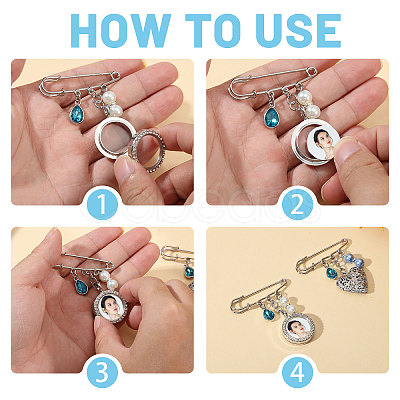 4Pcs 2 Styles 316 Stainless Steel and Alloy Diffuser Locket Pendants Brooches Sets JEWB-CA00014-1