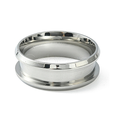 201 Stainless Steel Grooved Finger Ring Settings STAS-TAC0001-10C-P-1