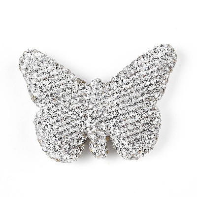Butterfly Shaped Handmade Polymer Clay Rhinestone Beads CLAY-T023-23C-1
