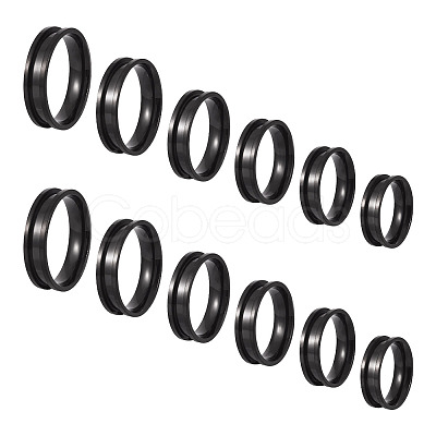 12Pcs 6 Size 201 Stainless Steel Grooved Finger Ring Settings RJEW-TA0001-05EB-1