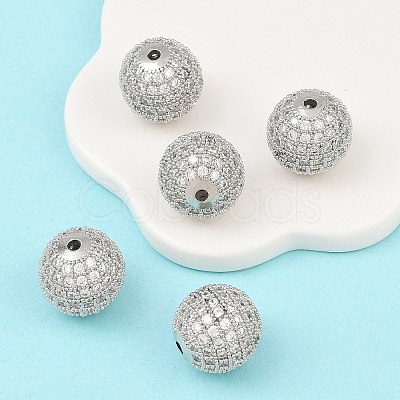CZ Brass Micro Pave Cubic Zirconia Round Beads ZIRC-L017-05P-1