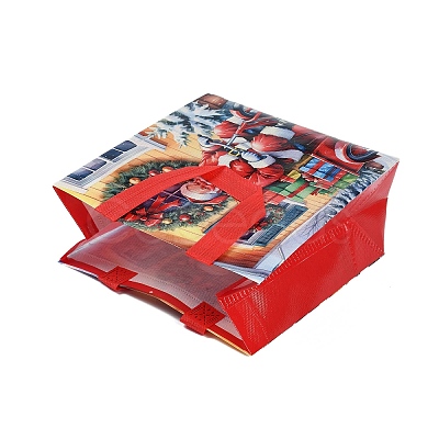 Rectangle Christmas No Woven Fabric Printed Tote Bags ABAG-P015-03A-1