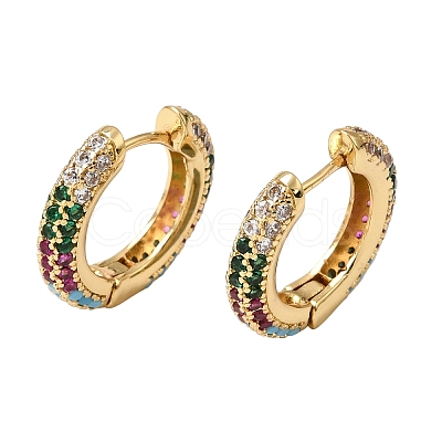 Brass Micro Pave Cubic Zirconia Hoop Earrings KK-CBA8324-24G-1